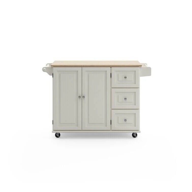 53.5'' Wide Rolling Kitchen Cart with Solid Wood Top