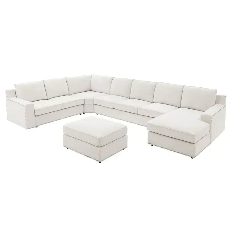 166" Wide Microfiber/Microsuede Left Hand Facing Modular Corner Sectional with Ottoman