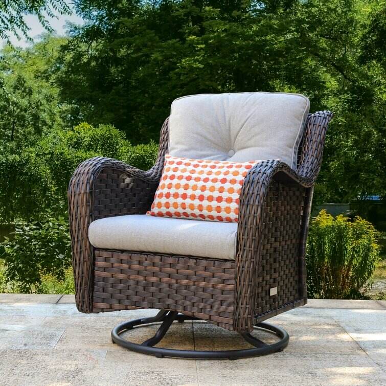 Rocking Swivel Patio Chair with Cushions (Set of 2)