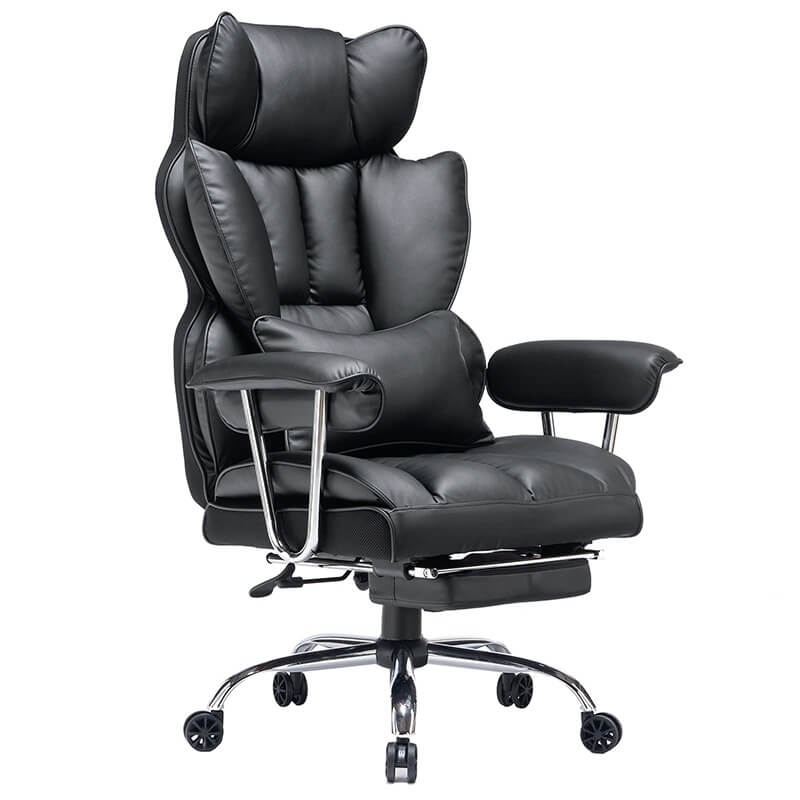 Leather Office Computer Chair (Executive Office Chair with Leg Rest and Lumbar Support)