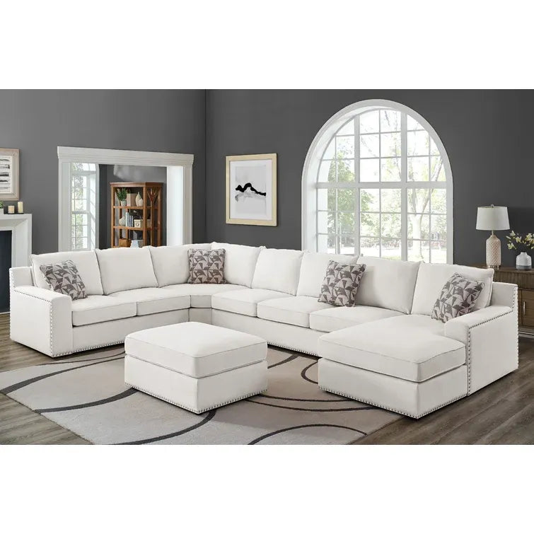 166" Wide Microfiber/Microsuede Left Hand Facing Modular Corner Sectional with Ottoman