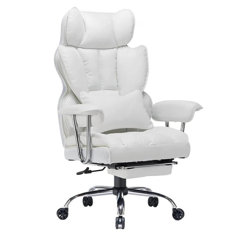 Leather Office Computer Chair (Executive Office Chair with Leg Rest and Lumbar Support)