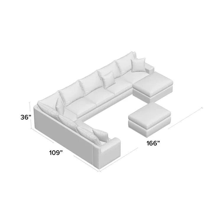 166" Wide Microfiber/Microsuede Left Hand Facing Modular Corner Sectional with Ottoman
