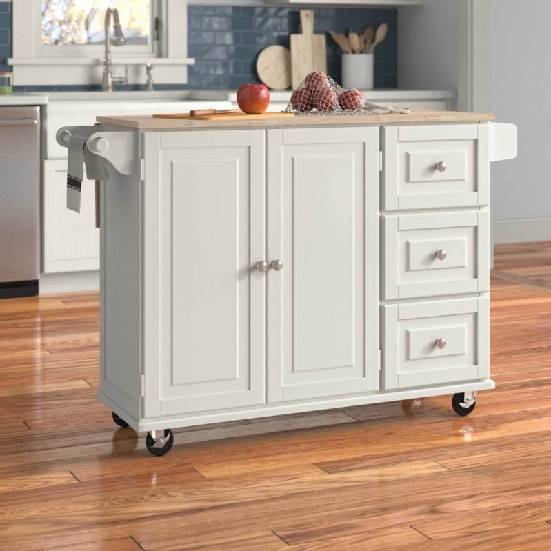 53.5'' Wide Rolling Kitchen Cart with Solid Wood Top