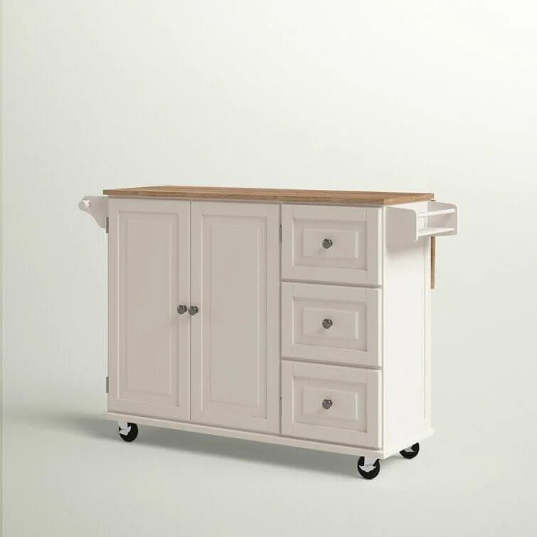53.5'' Wide Rolling Kitchen Cart with Solid Wood Top