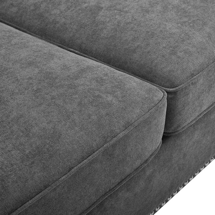 166" Wide Microfiber/Microsuede Left Hand Facing Modular Corner Sectional with Ottoman