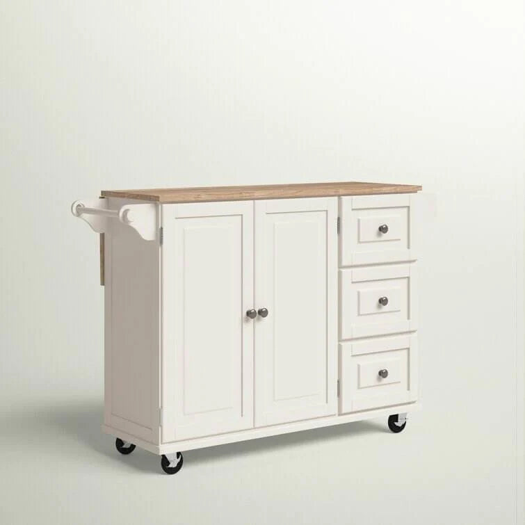 53.5'' Wide Rolling Kitchen Cart with Solid Wood Top