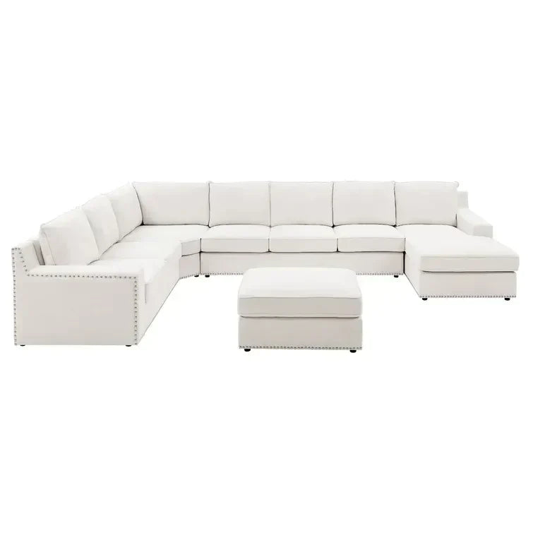 166" Wide Microfiber/Microsuede Left Hand Facing Modular Corner Sectional with Ottoman