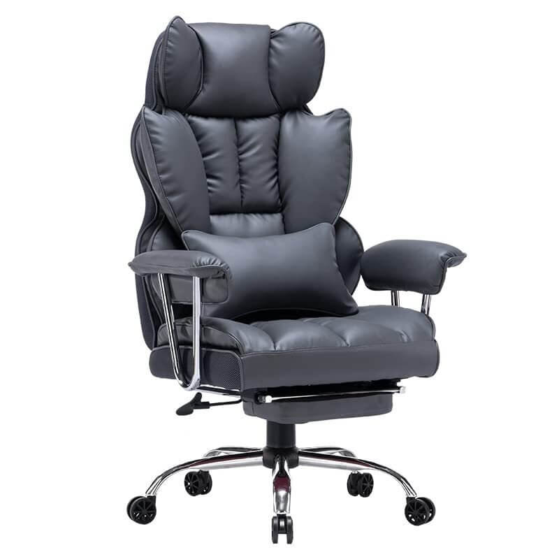 Leather Office Computer Chair (Executive Office Chair with Leg Rest and Lumbar Support)