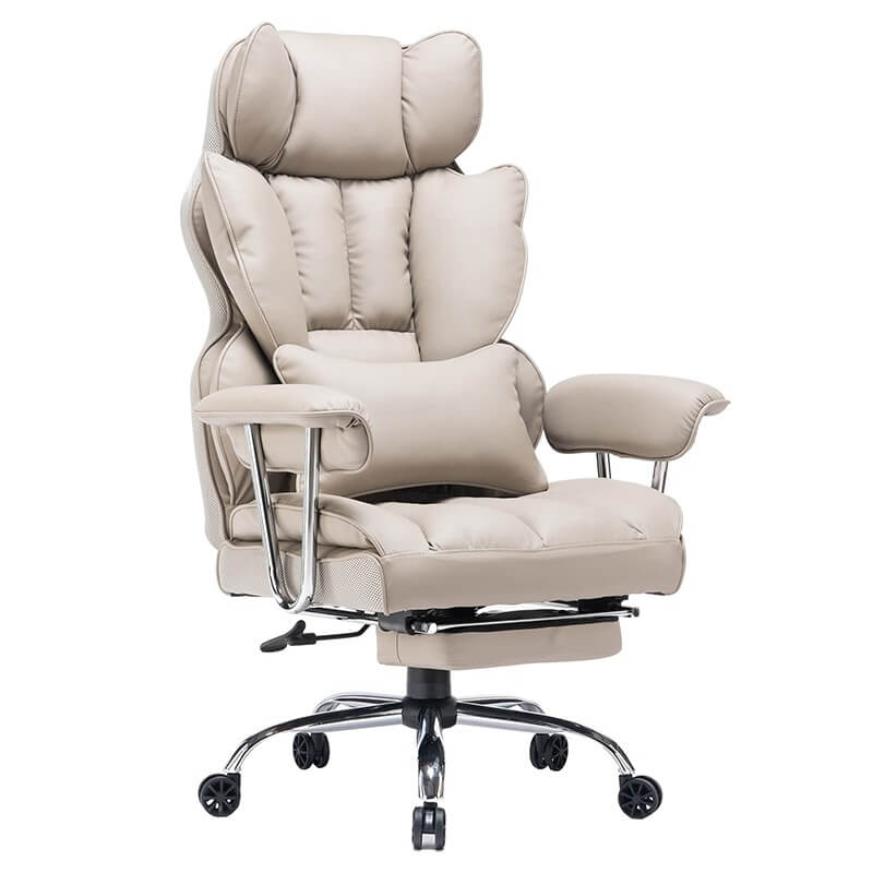 Leather Office Computer Chair (Executive Office Chair with Leg Rest and Lumbar Support)