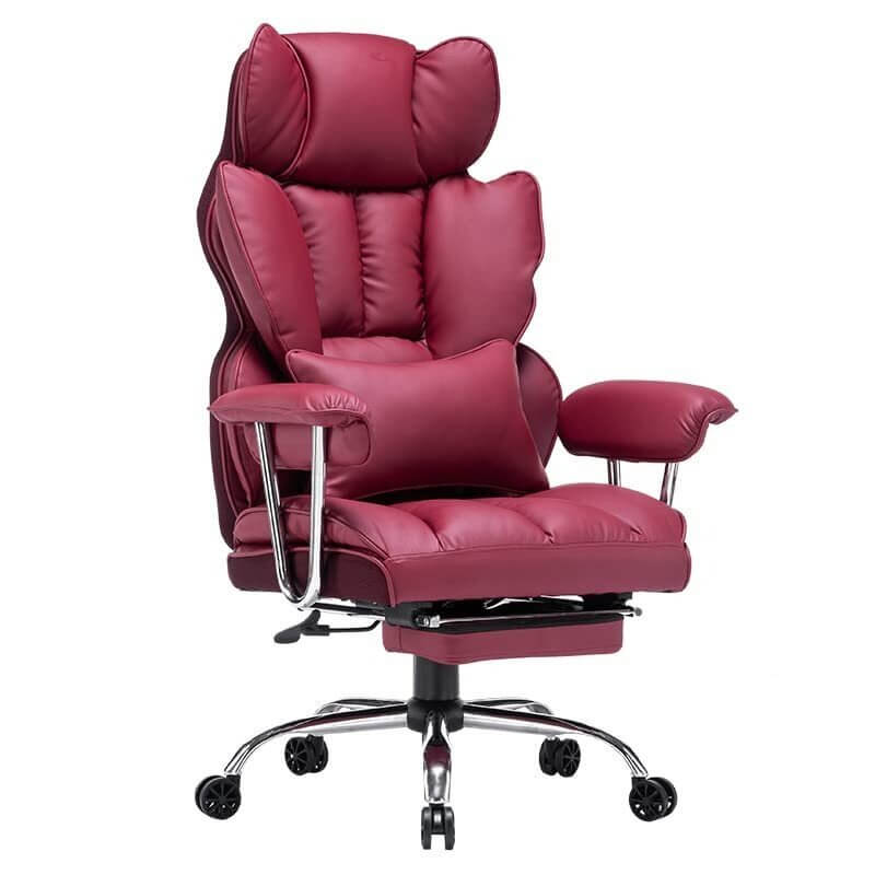 Leather Office Computer Chair (Executive Office Chair with Leg Rest and Lumbar Support)