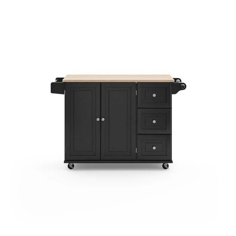 53.5'' Wide Rolling Kitchen Cart with Solid Wood Top