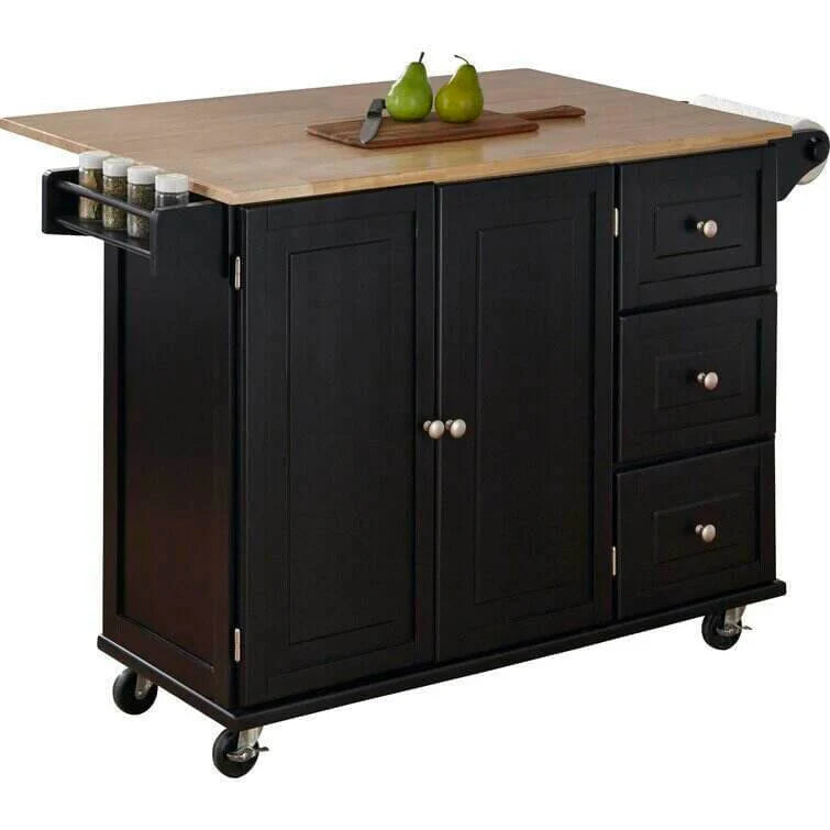 53.5'' Wide Rolling Kitchen Cart with Solid Wood Top