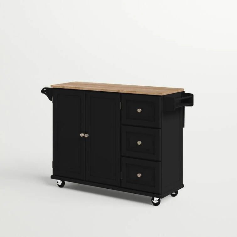 53.5'' Wide Rolling Kitchen Cart with Solid Wood Top
