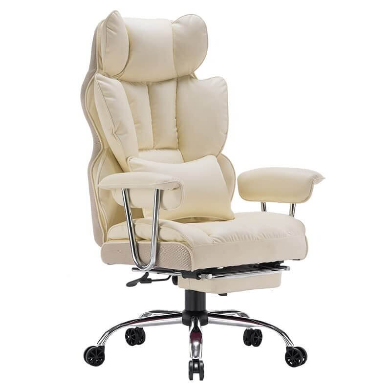 Leather Office Computer Chair (Executive Office Chair with Leg Rest and Lumbar Support)