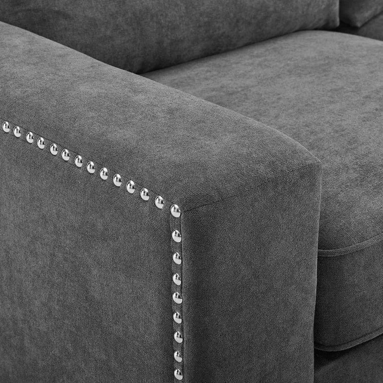166" Wide Microfiber/Microsuede Left Hand Facing Modular Corner Sectional with Ottoman