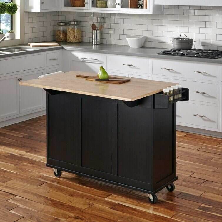53.5'' Wide Rolling Kitchen Cart with Solid Wood Top