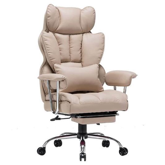 Leather Office Computer Chair (Executive Office Chair with Leg Rest and Lumbar Support)