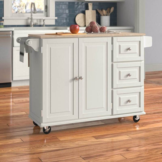 53.5'' Wide Rolling Kitchen Cart with Solid Wood Top