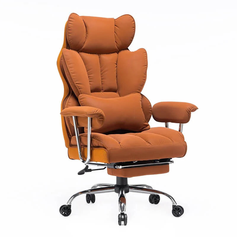 Leather Office Computer Chair (Executive Office Chair with Leg Rest and Lumbar Support)