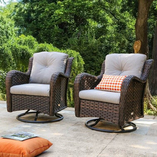 Rocking Swivel Patio Chair with Cushions (Set of 2)