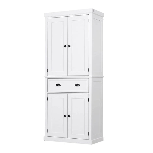 72" Traditional Freestanding Kitchen Pantry Cupboard with 2 Cabinets