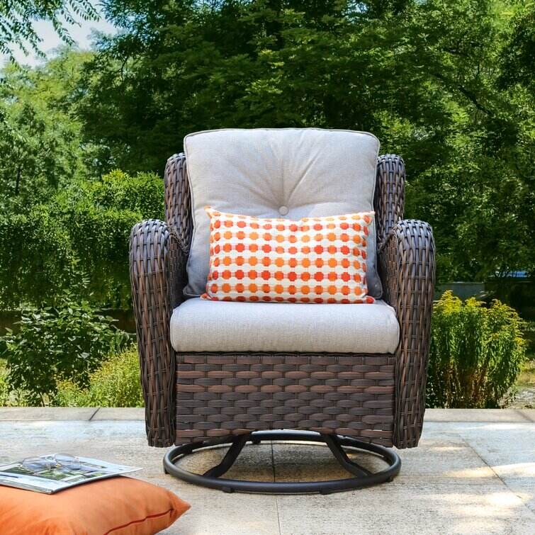 Rocking Swivel Patio Chair with Cushions (Set of 2)